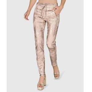Alembika Iconic Stretch Jeans Rose Gold Nude Elastic Waist SZ L